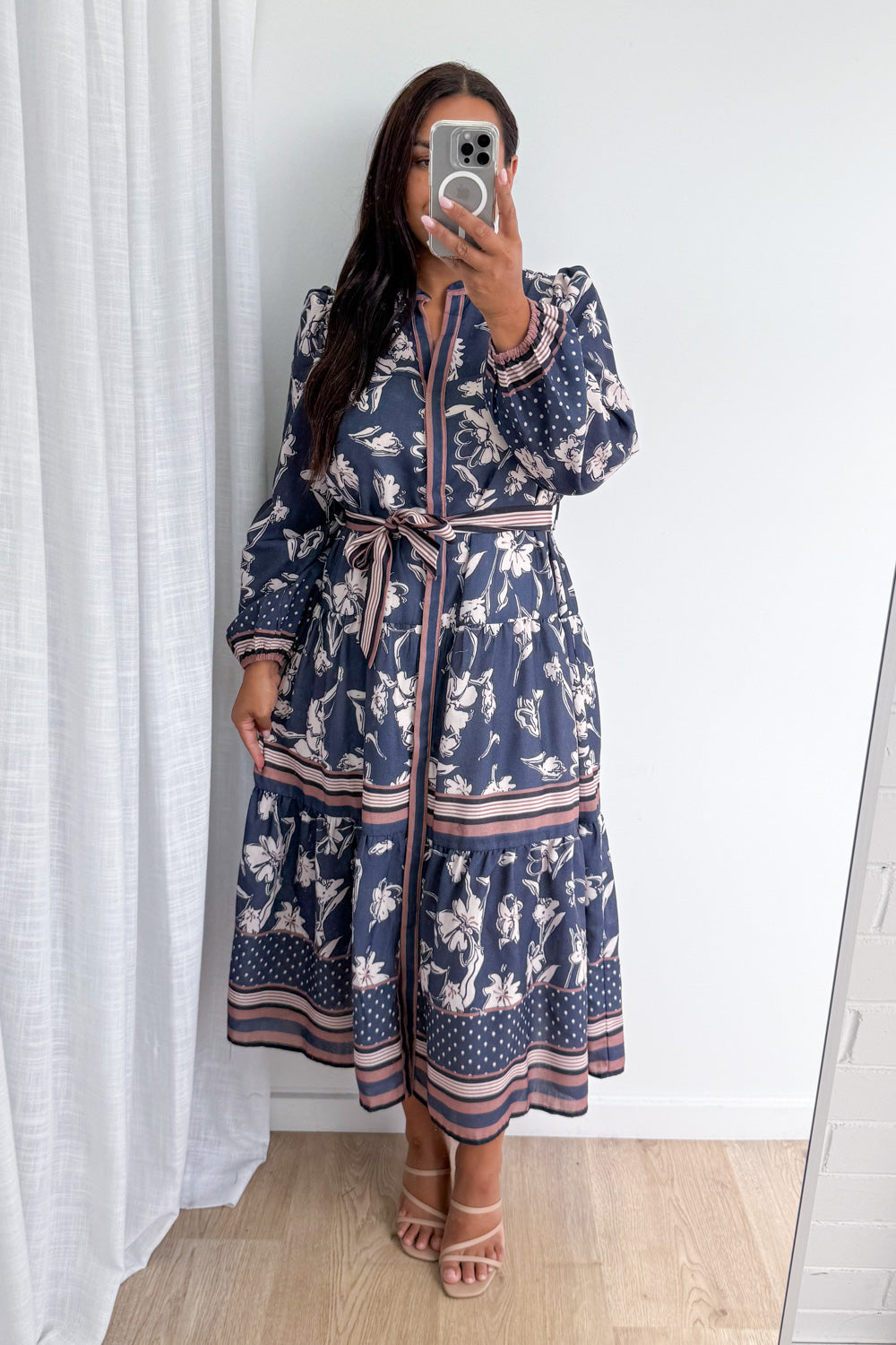 Thames Mist Dress - Dusty Blue Floral